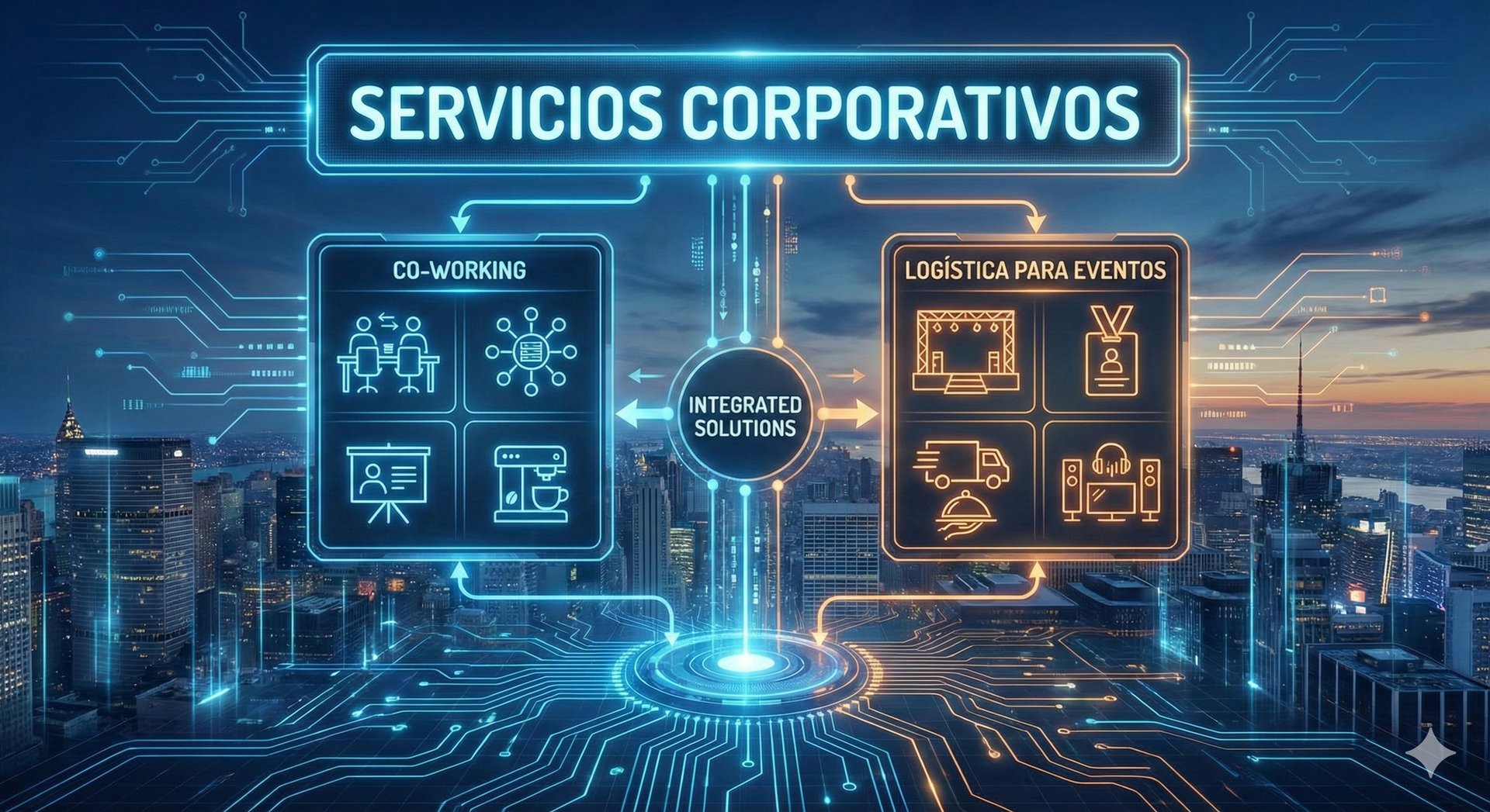 Edificio corporativo moderno representando servicios empresariales y logísticos
